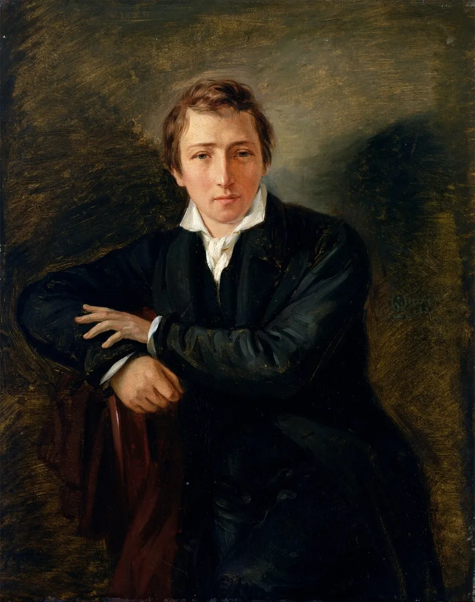 XKH149505 Portrait of Heinrich Heine (1797-1856) 1831 (oil on paper on canvas) by Oppenheim, Moritz Daniel (1800-82); 43x34 cm; Hamburger Kunsthalle, Hamburg, Germany; German,  out of copyright